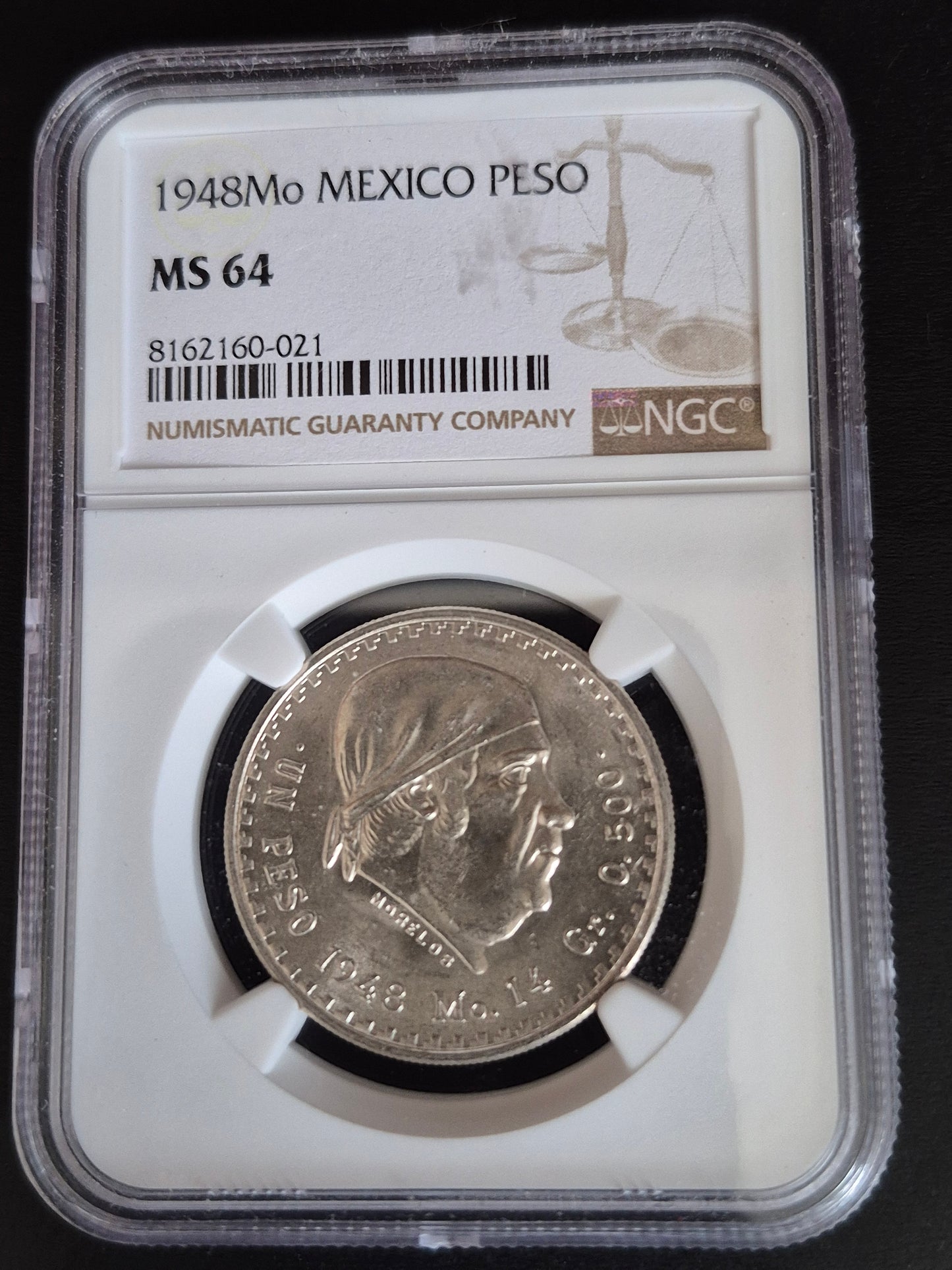 1948 Mexico 1 Peso Ms 64 graded by NGC